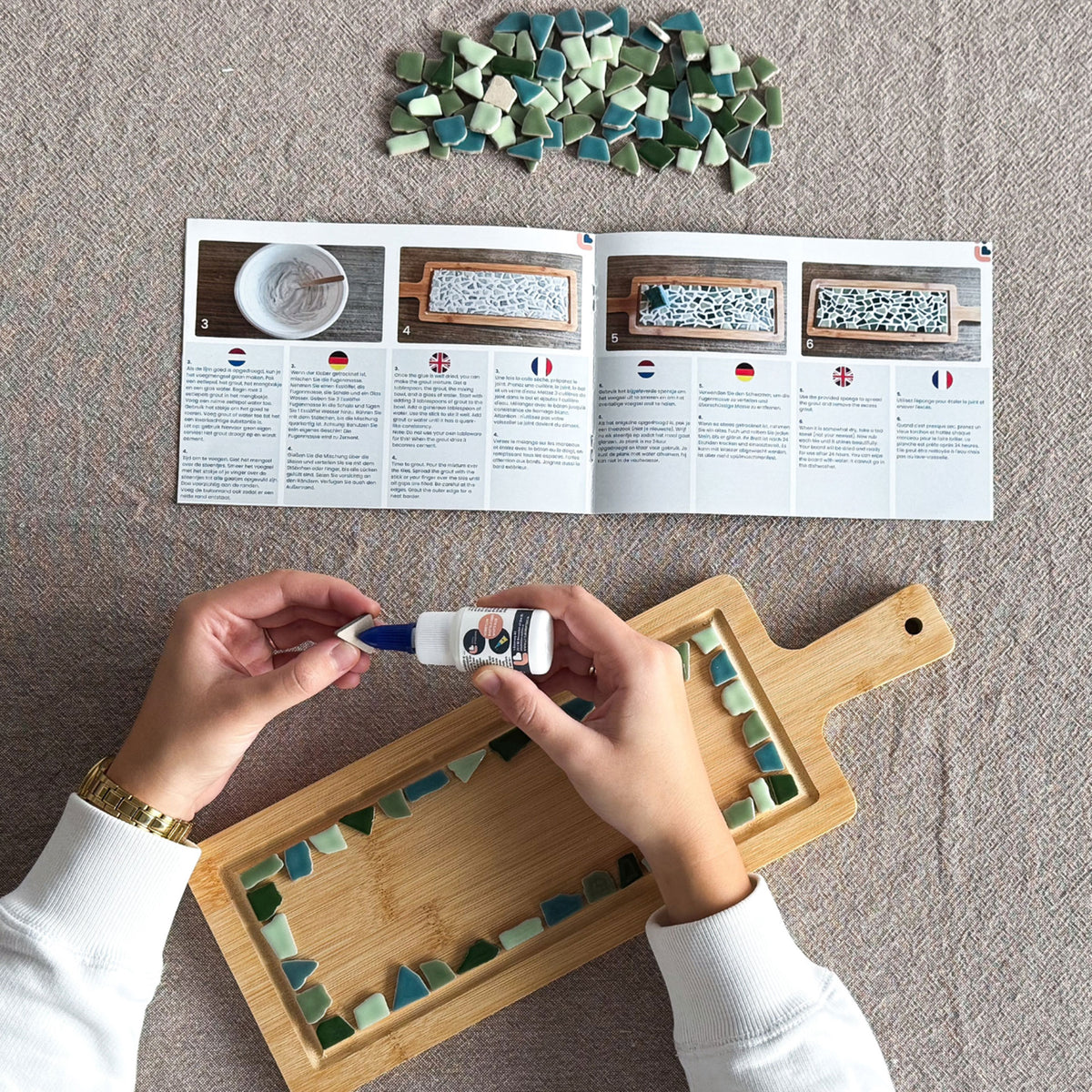 Mosaik-Servierbrett groß – DIY-Bastelset – Abbildung 3