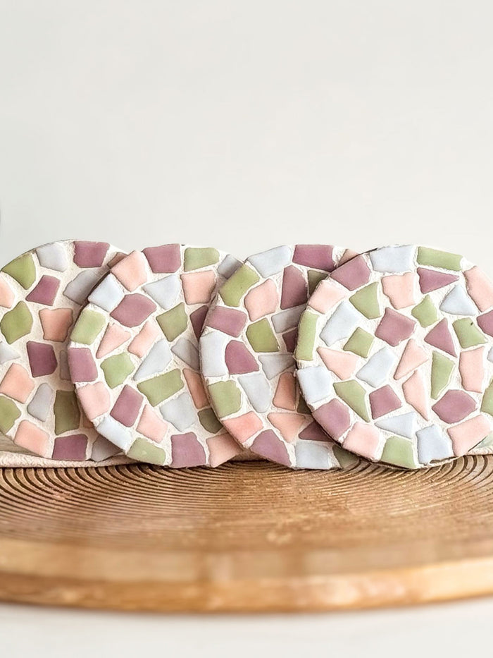 Mosaik-Untersetzer 4er-Set – DIY-Bastelset – Pastell
