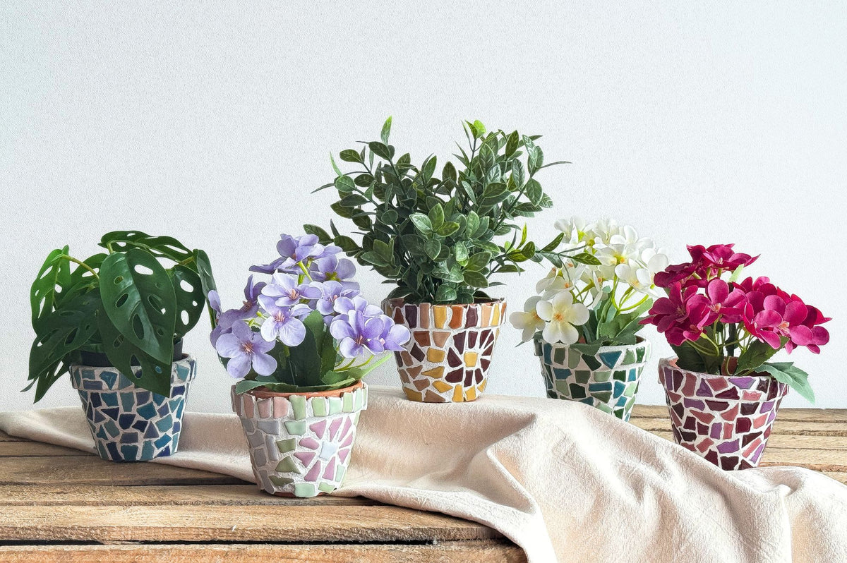 Mosaik-Blumentöpfe 2er-Set – DIY-Bastelset – Abbildung 2
