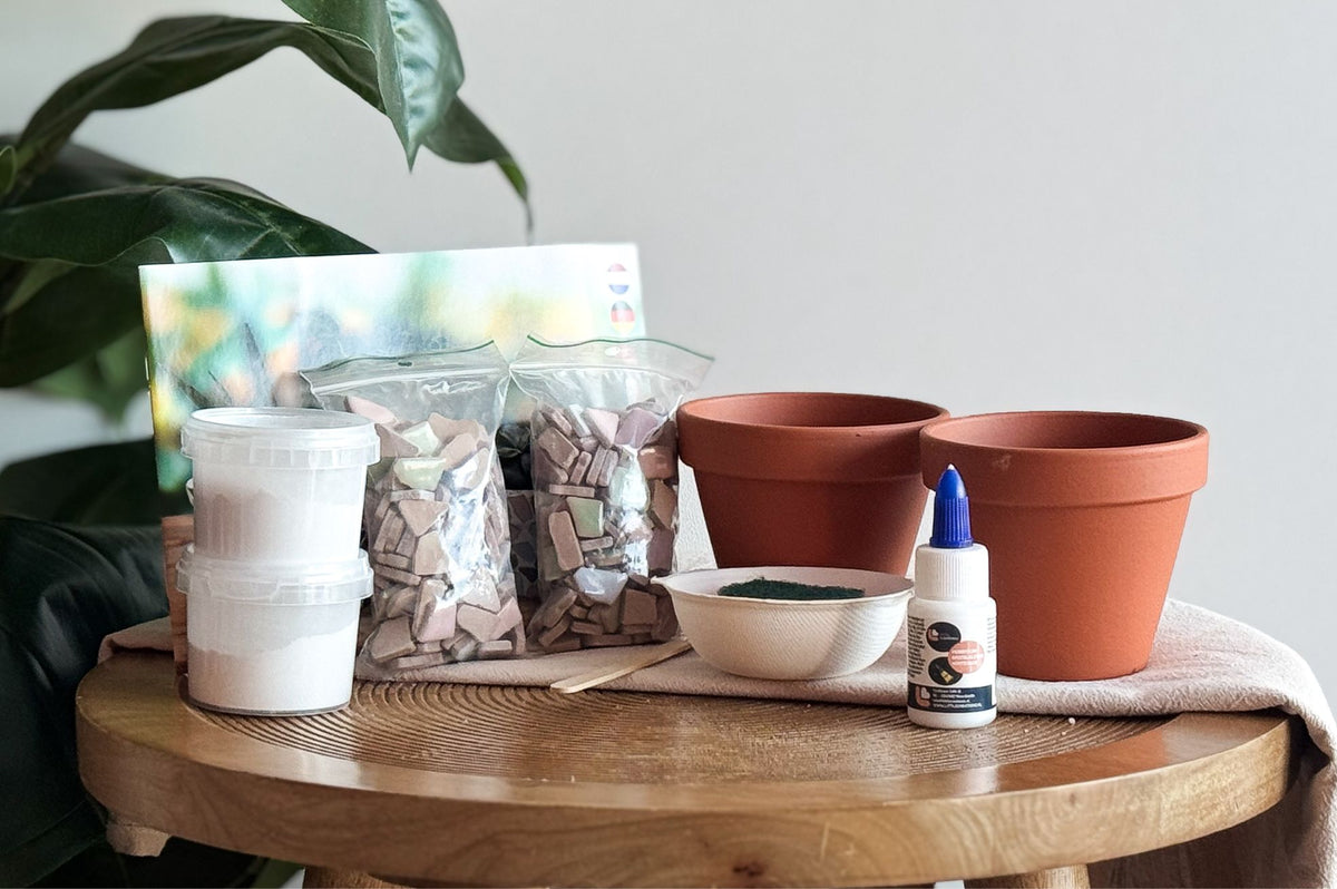 Mosaik-Blumentöpfe 2er-Set – DIY-Bastelset – Abbildung 1