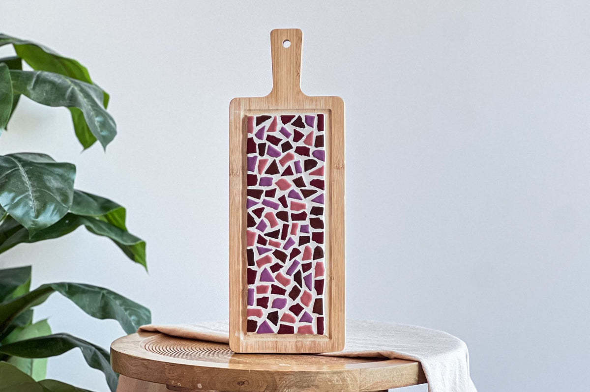 Mosaik-Servierbrett groß – DIY-Bastelset – Pink