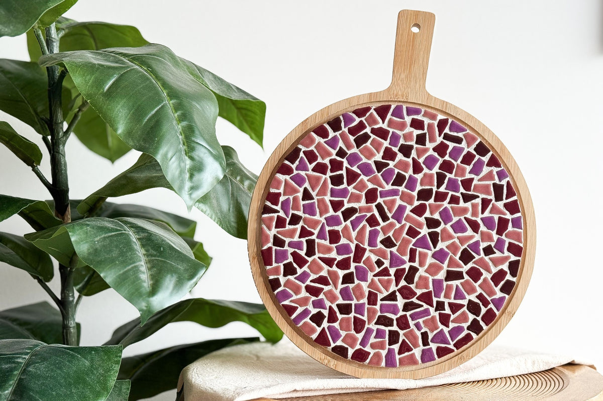 Mosaik-Servierbrett rund – DIY-Bastelset – Pink