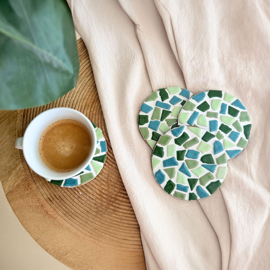 Mosaik-Untersetzer 4er-Set – DIY-Bastelset – Abbildung 1