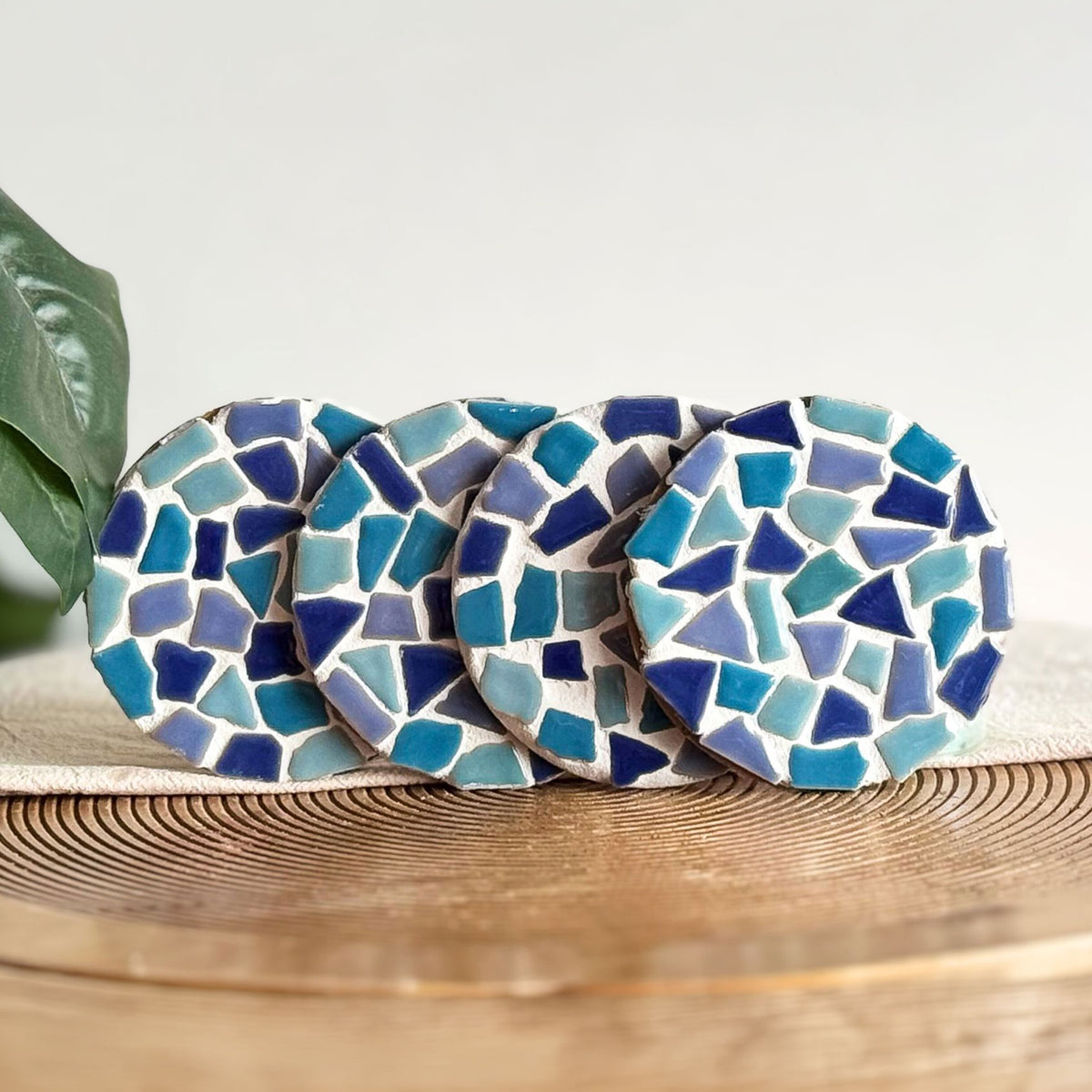 Mosaik-Untersetzer 4er-Set – DIY-Bastelset – Blau