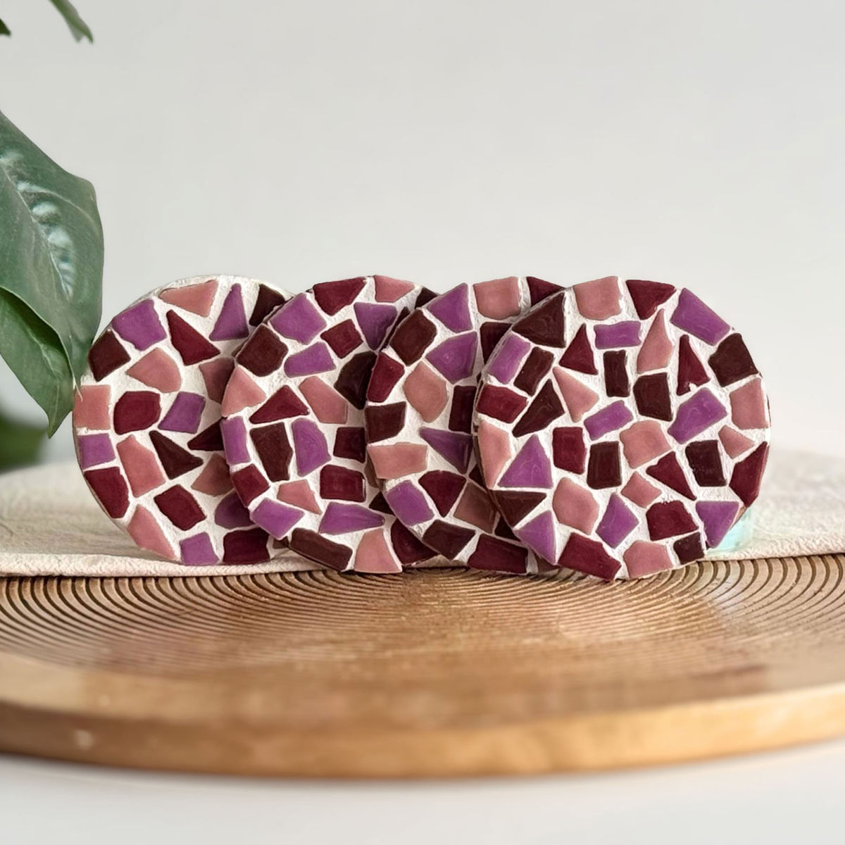 Mosaik-Untersetzer 4er-Set – DIY-Bastelset – Pink