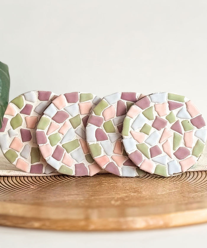Mosaik-Untersetzer 4er-Set – DIY-Bastelset – Pastell