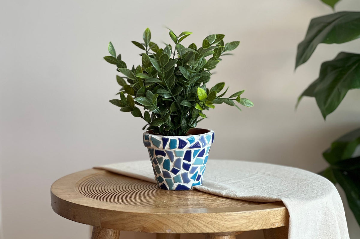 Mosaik-Blumentöpfe 2er-Set – DIY-Bastelset – Blau