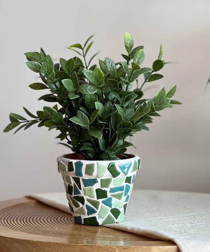 Mosaik-Blumentöpfe 2er-Set – DIY-Bastelset – Grün