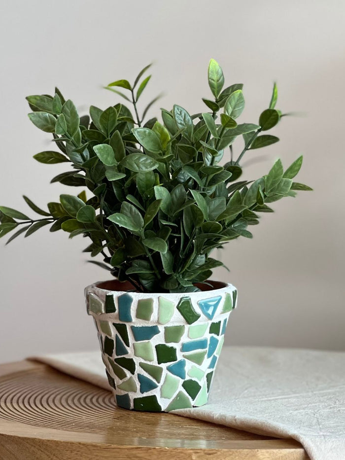 Mosaik-Blumentöpfe 2er-Set – DIY-Bastelset – Grün