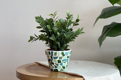 Mosaik-Blumentöpfe 2er-Set – DIY-Bastelset – Grün