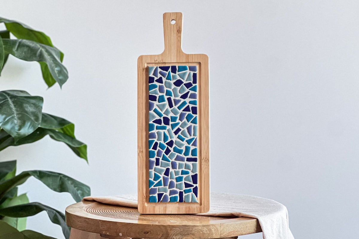 Mosaik-Servierbrett groß – DIY-Bastelset – Blau