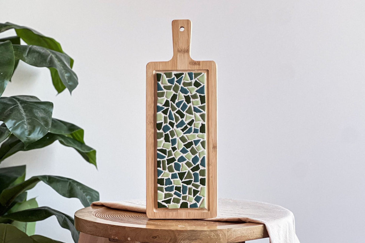 Mosaik-Servierbrett groß – DIY-Bastelset – Grün