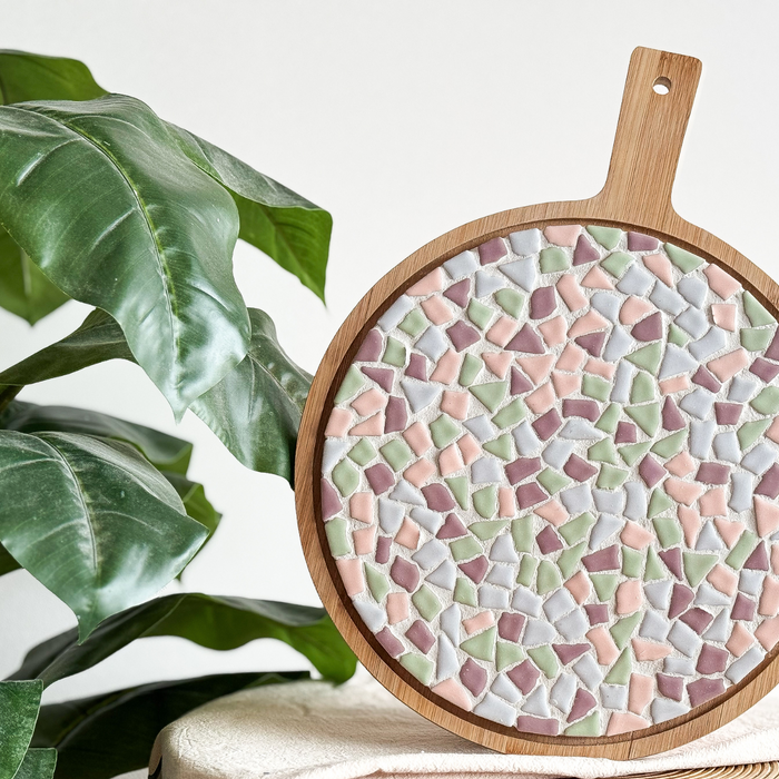 Mosaik-Servierbrett rund – DIY-Bastelset – Pastell